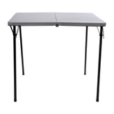 Dunham 2.83-Foot Square Bi-Fold Gray Plastic Folding Table with Carrying Handle