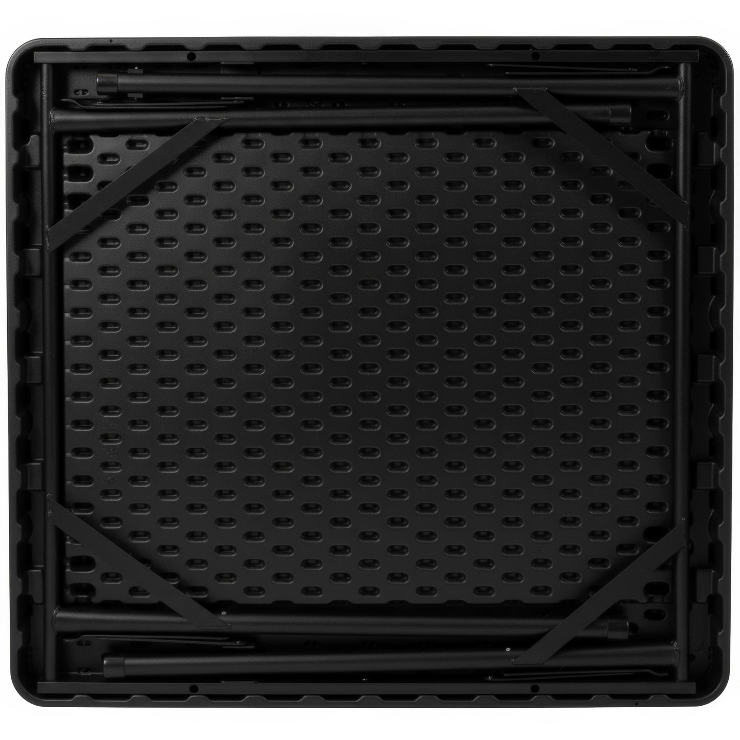 Silas 34.5" Square 4-Player Black Folding Card Game Table with Green Playing Surface and Cup Holders