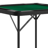 Silas 34.5" Square 4-Player Black Folding Card Game Table with Green Playing Surface and Cup Holders