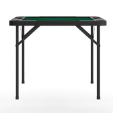 Silas 34.5" Square 4-Player Black Folding Card Game Table with Green Playing Surface and Cup Holders