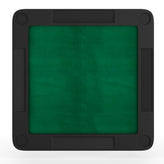 Silas 34.5" Square 4-Player Black Folding Card Game Table with Green Playing Surface and Cup Holders