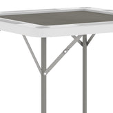 Silas 34.5" Square 4-Player White Folding Card Game Table with Gray Playing Surface and Cup Holders