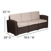Seneca 4 Piece Outdoor Faux Rattan Chair, Sofa and Table Set in Seneca Chocolate Brown