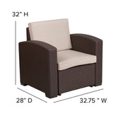 Seneca 4 Piece Outdoor Faux Rattan Chair, Sofa and Table Set in Seneca Chocolate Brown