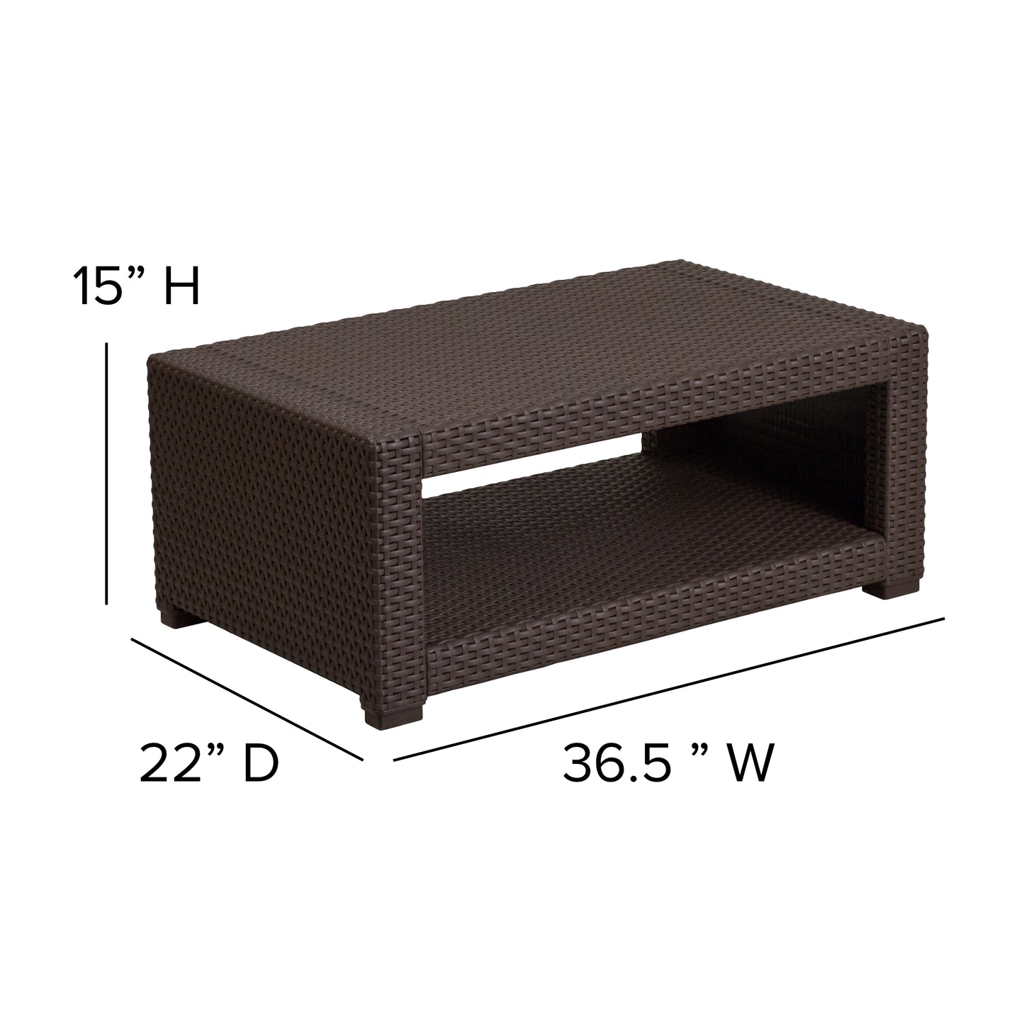 Seneca 5 Piece Outdoor Faux Rattan Chair, Sofa and Table Set in Seneca Chocolate Brown