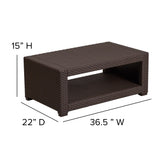 Seneca 5 Piece Outdoor Faux Rattan Chair, Sofa and Table Set in Seneca Chocolate Brown