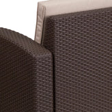 Seneca Chocolate Brown Faux Rattan Chair with All-Weather Beige Cushion
