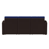 Seneca Brown Faux Rattan Sofa with All-Weather Navy Cushions