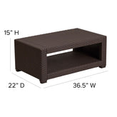 Seneca Chocolate Brown Faux Rattan Coffee Table