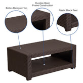 Seneca Chocolate Brown Faux Rattan Coffee Table