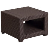 Seneca Chocolate Brown Faux Rattan End Table