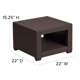 Seneca Chocolate Brown Faux Rattan End Table