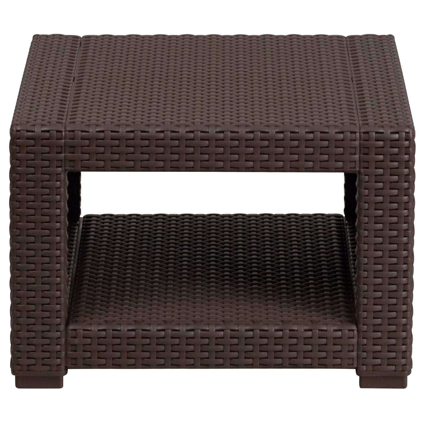 Seneca Chocolate Brown Faux Rattan End Table