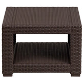 Seneca Chocolate Brown Faux Rattan End Table