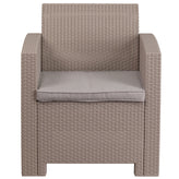Seneca Light Gray Faux Rattan Chair with All-Weather Seneca Light Gray Cushion