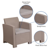Seneca Light Gray Faux Rattan Chair with All-Weather Seneca Light Gray Cushion