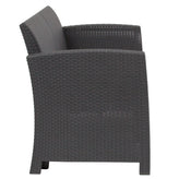 Seneca Dark Gray Faux Rattan Loveseat with All-Weather Seneca Light Gray Cushions