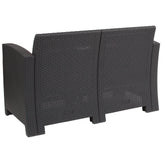 Seneca Dark Gray Faux Rattan Loveseat with All-Weather Seneca Light Gray Cushions