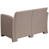 Seneca Light Gray Faux Rattan Loveseat with All-Weather Seneca Light Gray Cushions