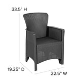 Seneca Dark Gray Faux Rattan Plastic Chair Set with Matching Side Table