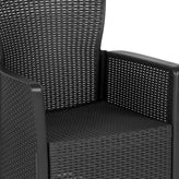Seneca Dark Gray Faux Rattan Plastic Chair Set with Matching Side Table