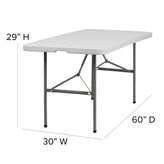 Elon 5-Foot Bi-Fold Granite White Plastic Folding Table