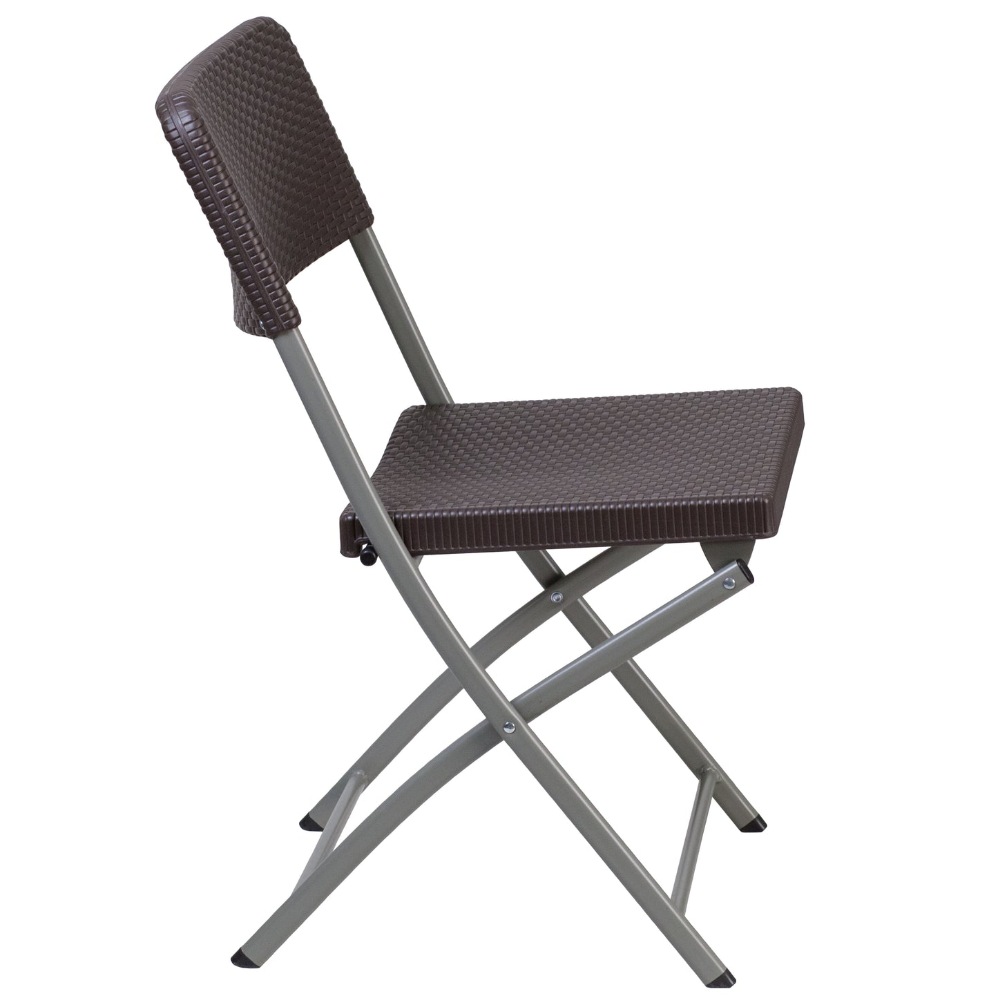 Hensley 5.62-Foot Brown Rattan Indoor-Outdoor Plastic Folding Table Set with 6 Chairs