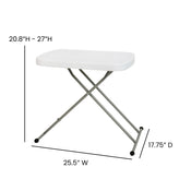 Elon 26 Inch Granite White Indoor/Outdoor Plastic Folding Table, Adjustable Height Commercial Grade Side Table, Laptop Table, TV Tray