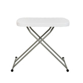 Elon 26 Inch Granite White Indoor/Outdoor Plastic Folding Table, Adjustable Height Commercial Grade Side Table, Laptop Table, TV Tray