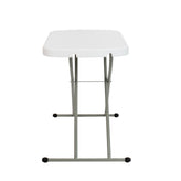 Elon 26 Inch Granite White Indoor/Outdoor Plastic Folding Table, Adjustable Height Commercial Grade Side Table, Laptop Table, TV Tray