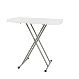 Elon 30 Inch Granite White Indoor/Outdoor Plastic Folding Table, Adjustable Height Commercial Grade Side Table, Laptop Table, TV Tray