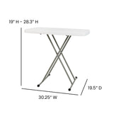 Elon 30 Inch Granite White Indoor/Outdoor Plastic Folding Table, Adjustable Height Commercial Grade Side Table, Laptop Table, TV Tray
