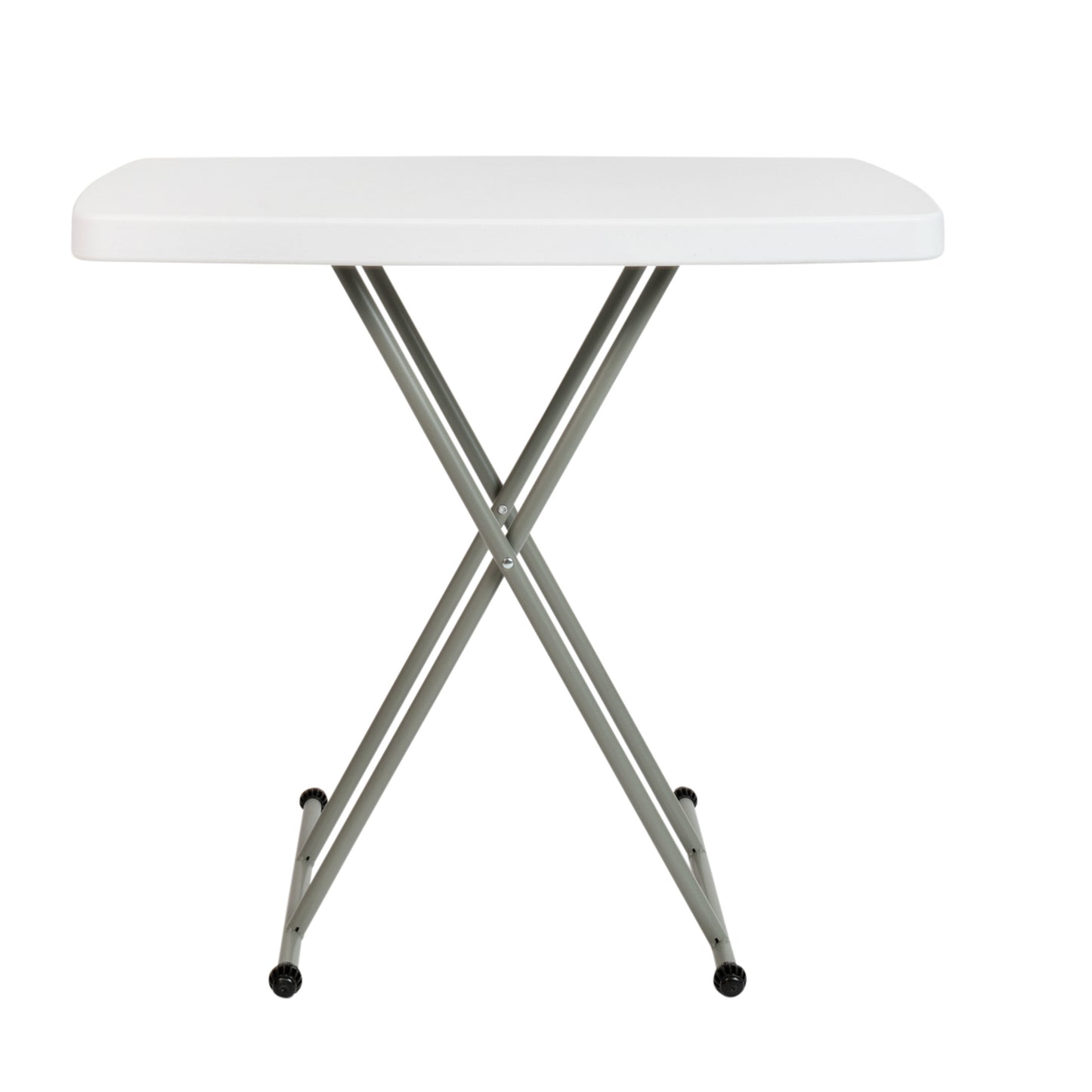 Elon 30 Inch Granite White Indoor/Outdoor Plastic Folding Table, Adjustable Height Commercial Grade Side Table, Laptop Table, TV Tray
