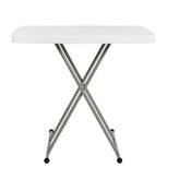 Elon 30 Inch Granite White Indoor/Outdoor Plastic Folding Table, Adjustable Height Commercial Grade Side Table, Laptop Table, TV Tray