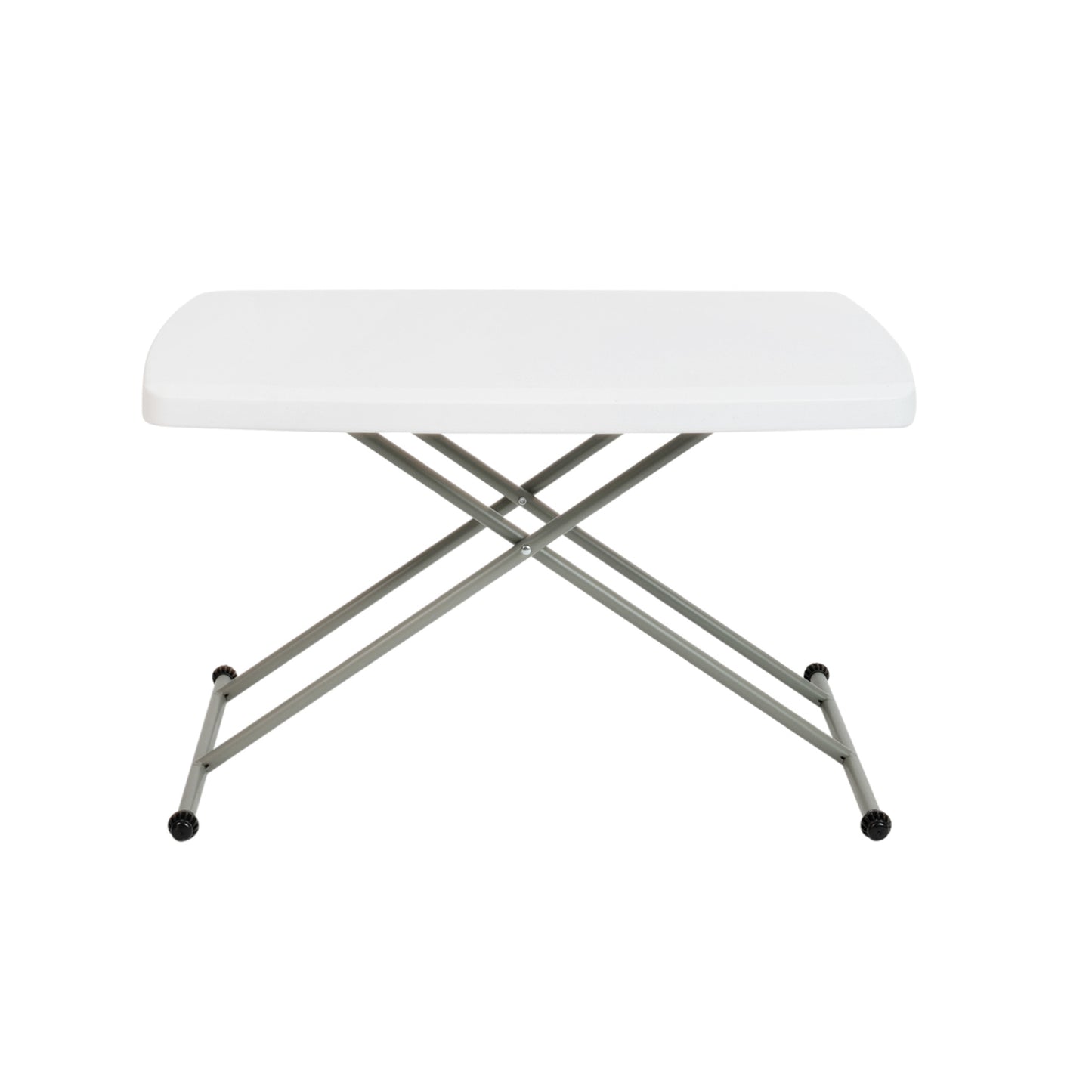 Elon 30 Inch Granite White Indoor/Outdoor Plastic Folding Table, Adjustable Height Commercial Grade Side Table, Laptop Table, TV Tray