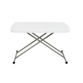 Elon 30 Inch Granite White Indoor/Outdoor Plastic Folding Table, Adjustable Height Commercial Grade Side Table, Laptop Table, TV Tray
