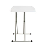 Elon 30 Inch Granite White Indoor/Outdoor Plastic Folding Table, Adjustable Height Commercial Grade Side Table, Laptop Table, TV Tray