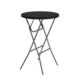 Elon Commercial Grade 2.6-Foot Round Black Indoor/Outdoor Plastic Bar Height Folding Table