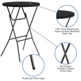 Elon Commercial Grade 2.6-Foot Round Black Indoor/Outdoor Plastic Bar Height Folding Table