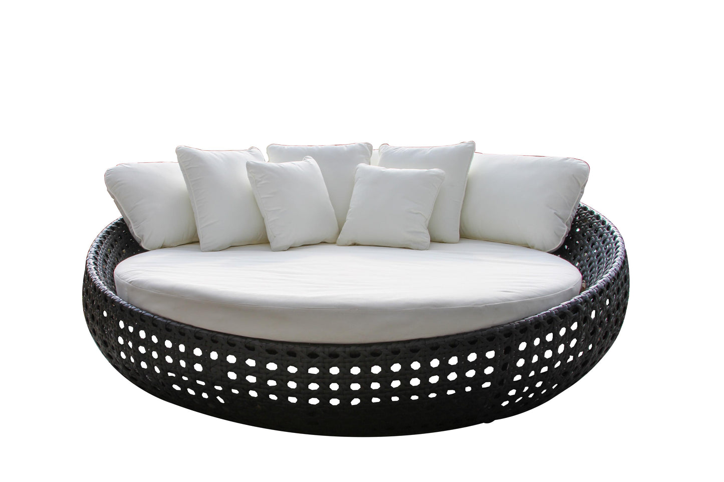 Black Wicker Outdoor Daybed w Sunbrella 82.5" Round
