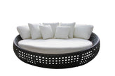 Black Wicker Outdoor Daybed w Sunbrella 82.5" Round