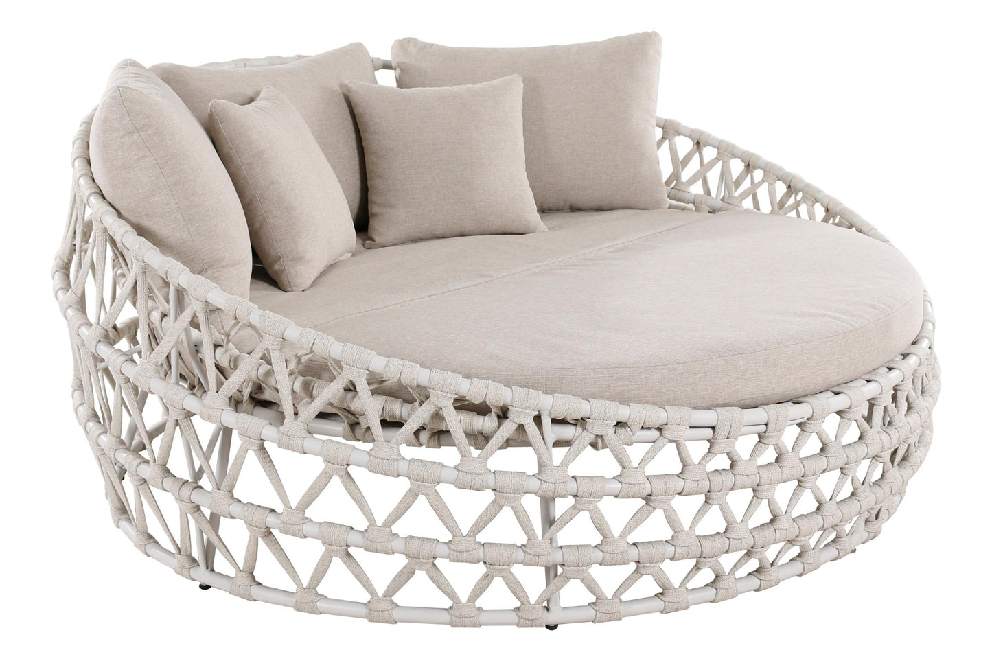 Linen Rope Outdoor Daybed w 5 Throw Pillows 68" Round