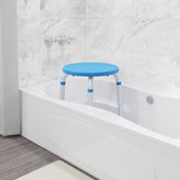 HERCULES Adjustable Bath & Shower Stool with Height-Adjust Frame, 300 lbs. Static Weight Capacity, and Tool-Free Assembly in Blue