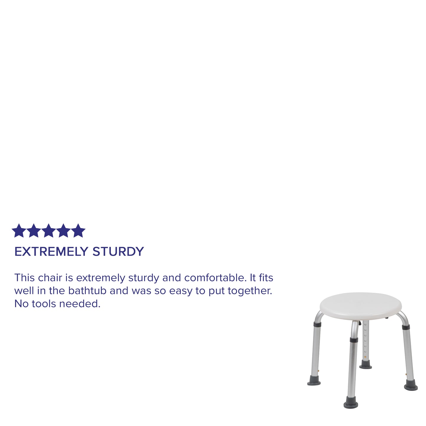 HERCULES Series Tool-Free and Quick Assembly, 300 Lb. Capacity, Adjustable White Bath & Shower Stool