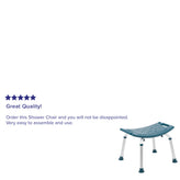 HERCULES Series Tool-Free and Quick Assembly, 300 Lb. Capacity, Adjustable Navy Bath & Shower Chair with Non-slip Feet