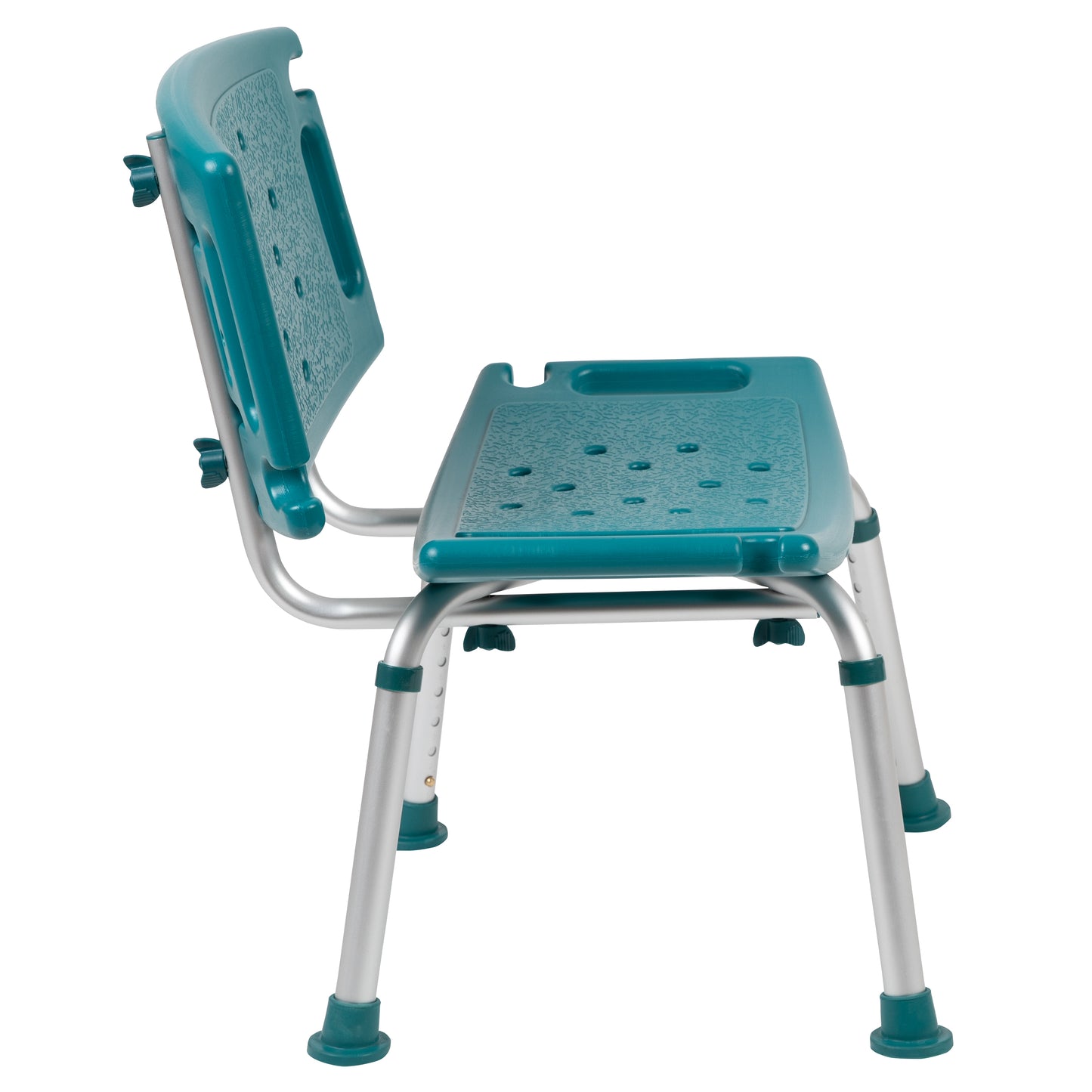HERCULES Series Tool-Free and Quick Assembly, 300 Lb. Capacity, Adjustable Teal Bath & Shower Chair with Extra Large Back