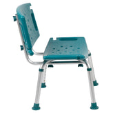 HERCULES Series Tool-Free and Quick Assembly, 300 Lb. Capacity, Adjustable Teal Bath & Shower Chair with Extra Large Back