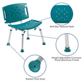 HERCULES Series Tool-Free and Quick Assembly, 300 Lb. Capacity, Adjustable Teal Bath & Shower Chair with Extra Large Back