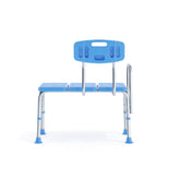 HERCULES Adjustable Bath & Shower Transfer Bench with Height-Adjust Frame, Supportive Back, Side Arm, 300 lbs. Static Weight Capacity in Blue