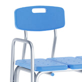 HERCULES Adjustable Bath & Shower Transfer Bench with Height-Adjust Frame, Supportive Back, Side Arm, 300 lbs. Static Weight Capacity in Blue